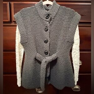 Anthropologie Tabitha Charcoal Gray Cardigan Vest